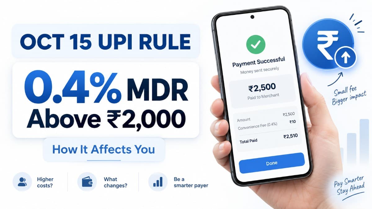 New UPI Rule From October 15: How the 0.4% MDR Above ₹2,000 Affects You