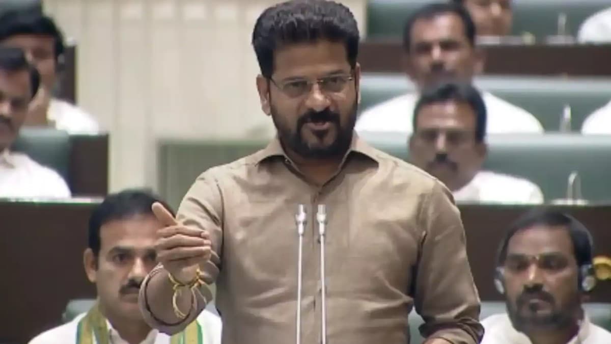Telangana Chief Minister A. Revanth Reddy speaking during the Section 22A land debate in the Assembly